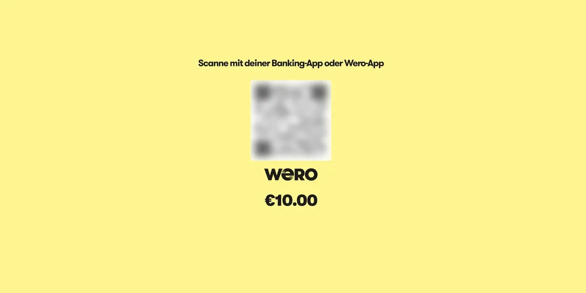 Bezahlschritt einer Spende über 10 Euro mit Wero: Aufforderung, den QR-Code mit der Banking-App oder Wero-App zu scannen